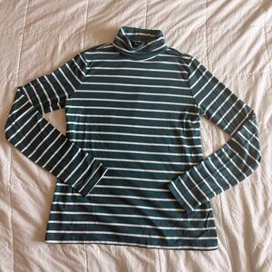 Banana Republic Striped Teal Turtleneck Sweater Size S